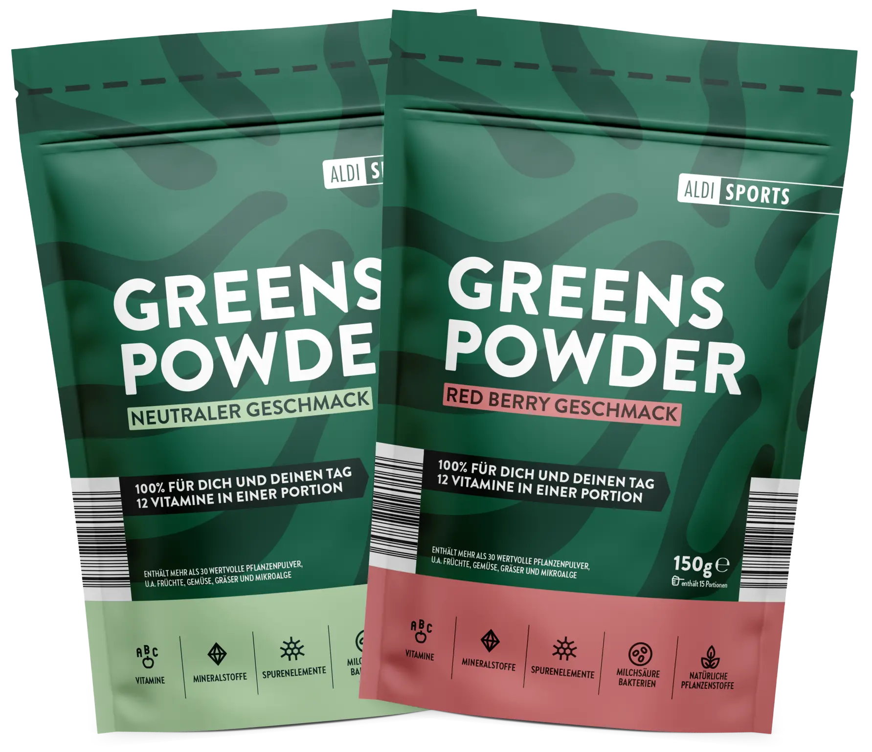 Greens Powder – Produktbilder der Geschmacksrichtungen | Aldi Sports