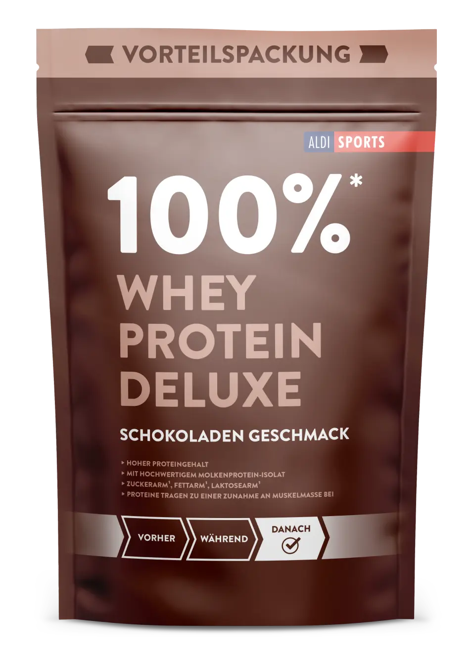 Whey Protein Deluxe Schokoladen – Produktbild | Aldi Sports