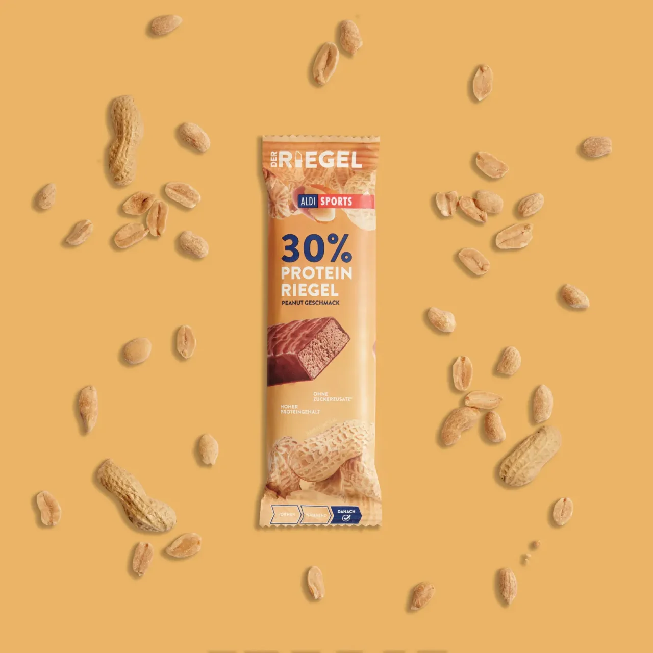 ProteinRiegel_Peanut_04 50% Protein Riegel Peanut – Zutaten um das Produkt herum | Aldi Sports